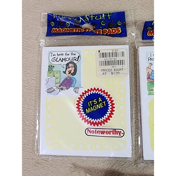 Magnetic Note Pads Noteworthy Year 1998 Michael Placek Made in USA x3 - Picture 2 of 11